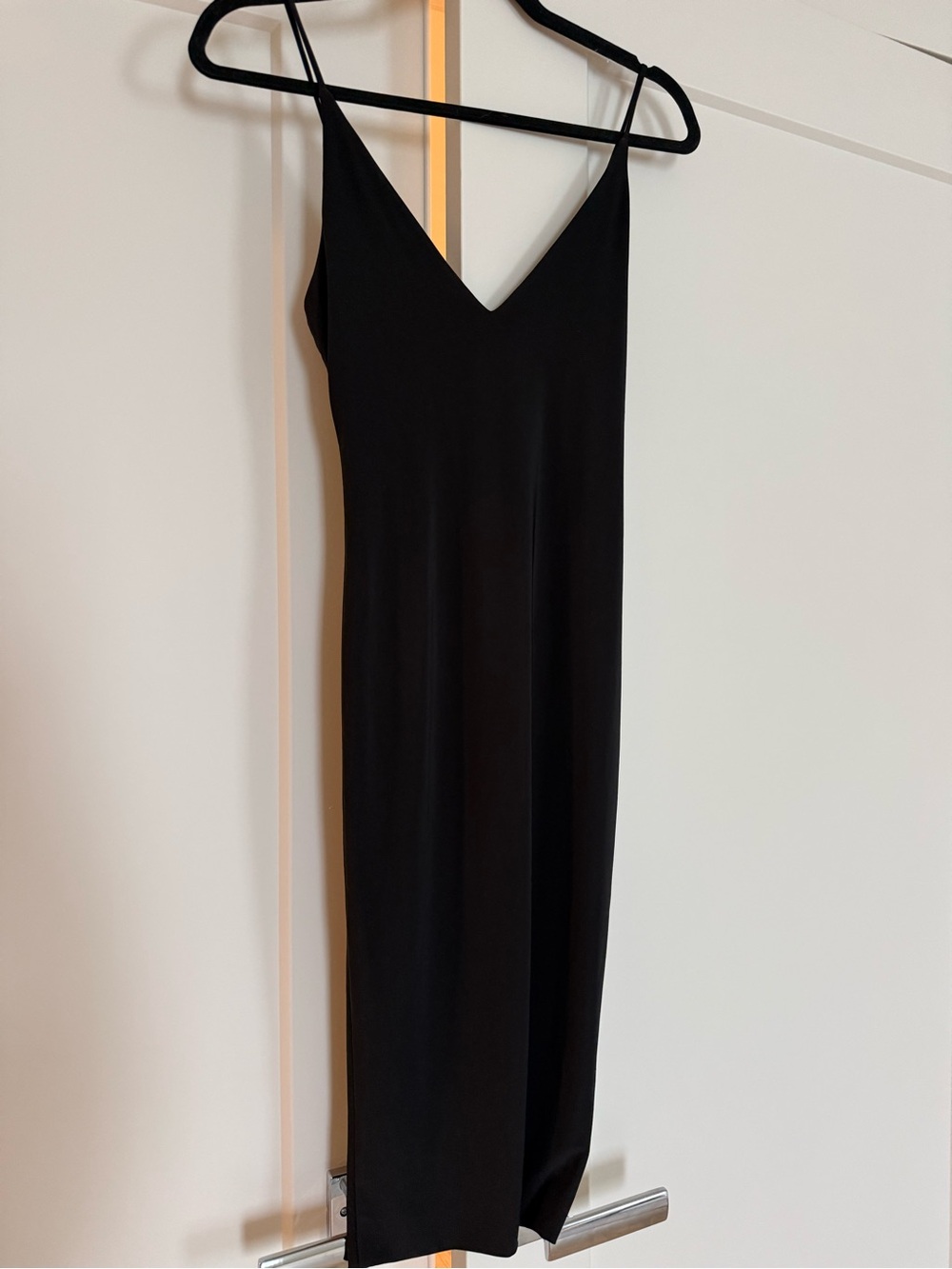 Fashion Nova Black V-Neck Slip Midi Dress